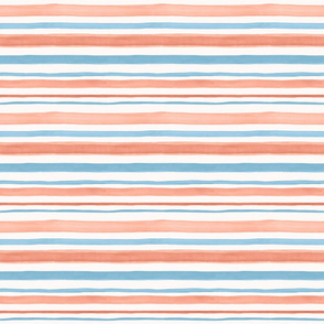 Watercolor stripes in light blue and rusty terra-cotta orange tones