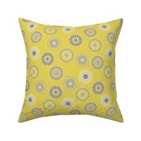 mandala motifs yellow and gray