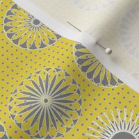 mandala motifs yellow and gray