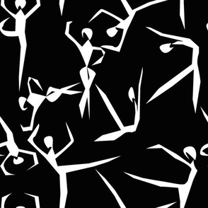 Geometric dancers solid White on Black