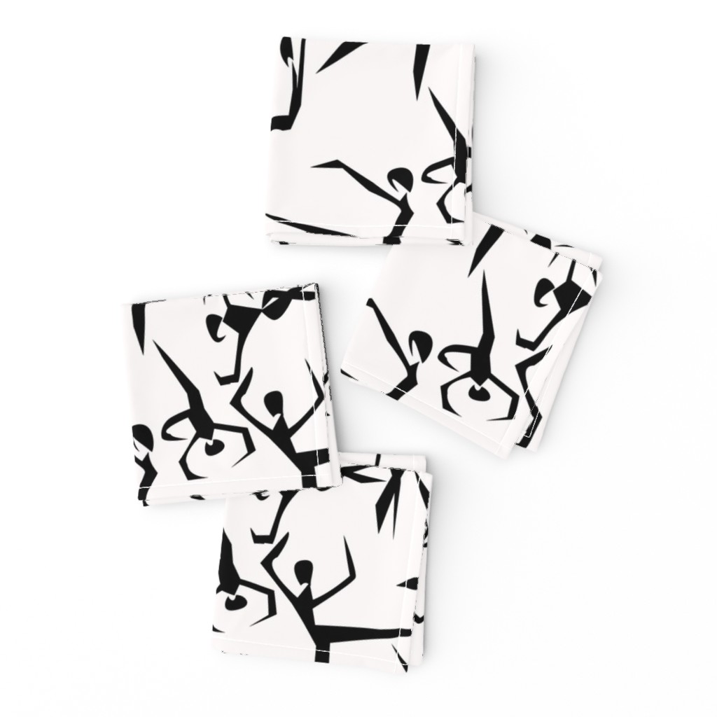 Geometric dancers solid Black on White