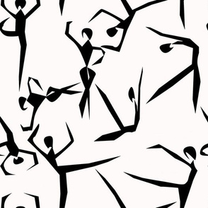 Geometric dancers solid Black on White