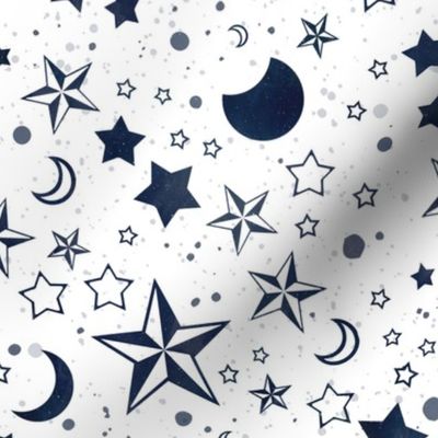 Moons and stars coordinate white