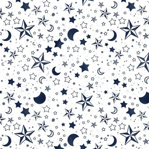 Moons and stars coordinate white