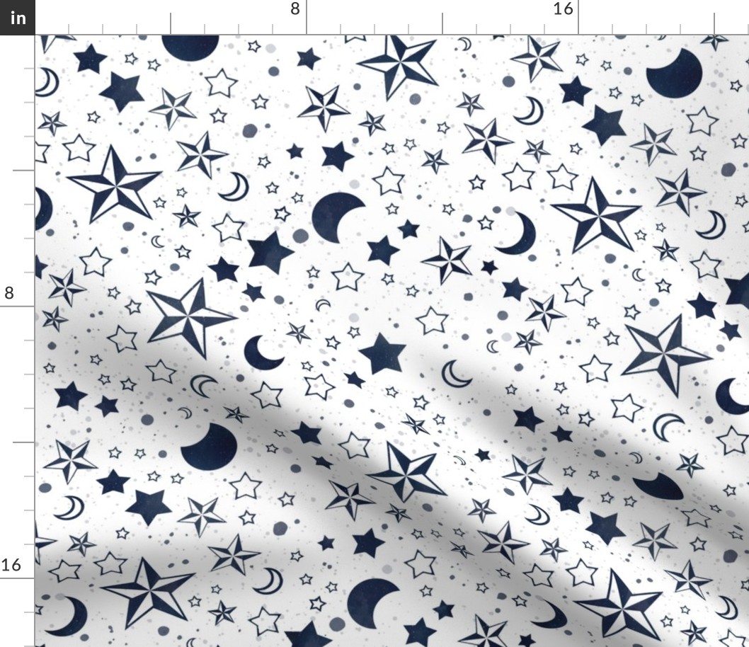 Moons and stars coordinate white