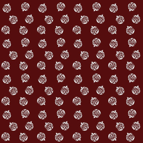 Ornaments White On Maroon