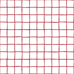 Red geometric grid on white background