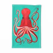 Big Red Octopus  tea towel