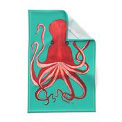 Big Red Octopus  tea towel