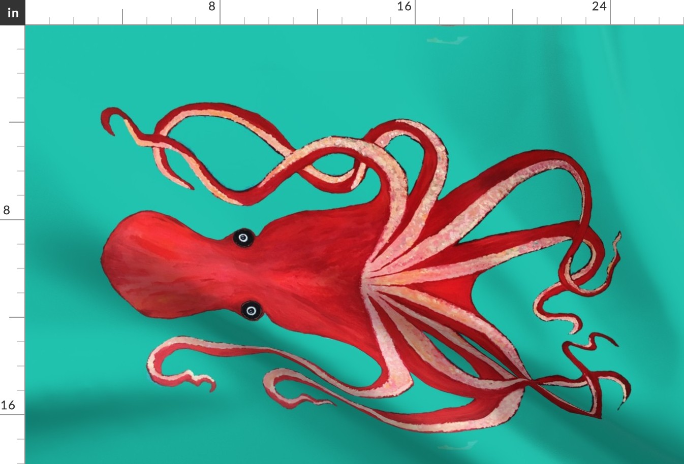 Big Red Octopus  tea towel