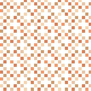 Brown and orange squares on white