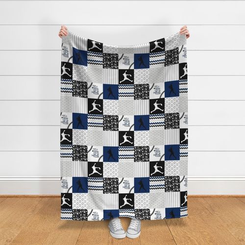 Softball//Dirt & Bling//Navy - Wholecloth Cheater Quilt