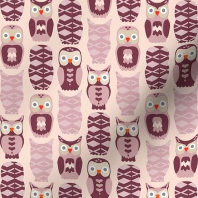 Owls and Hearts in Pink & Purple