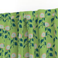 Row of  Sunflowers Pattern on a light green background.