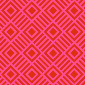 Geometric Square Red Pink Tonal Large