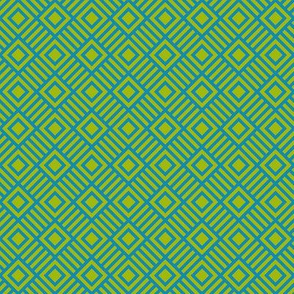 Geometric Square Teal lime green small