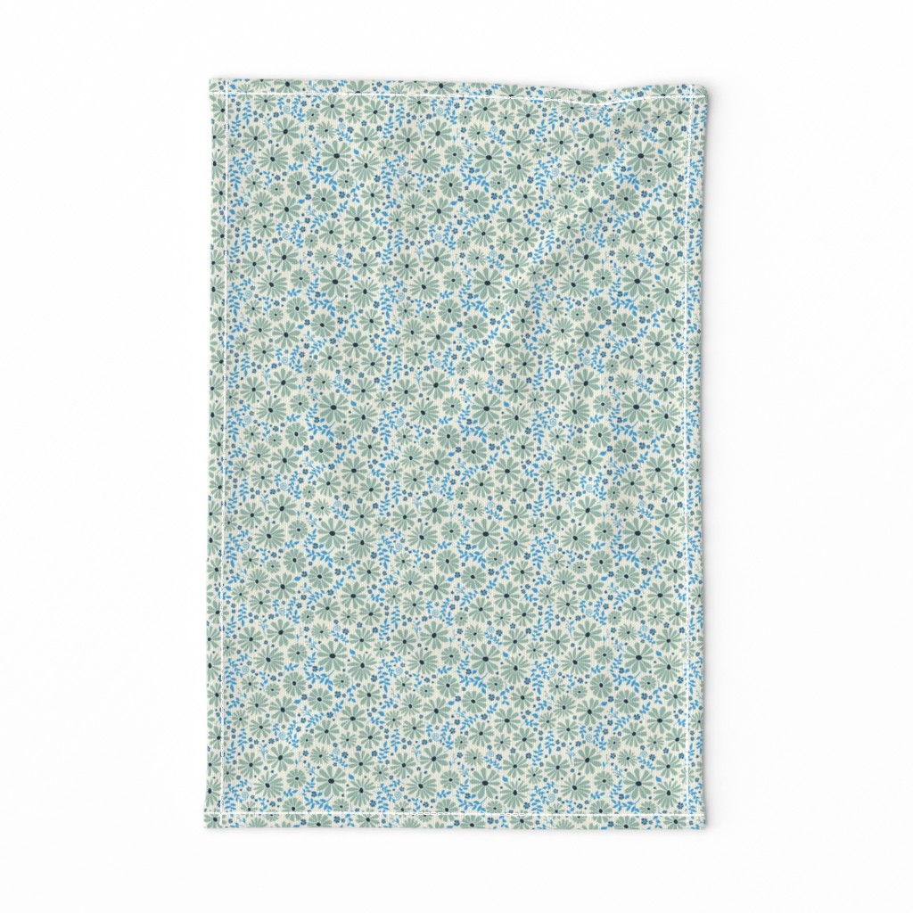 Field of daisies - Sage and Cornish blue - medium