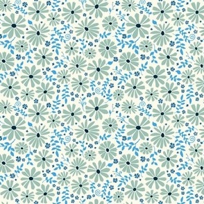 Field of daisies - Sage and Cornish blue - medium