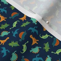 Dinosaur tumble - green, rust and teal - tiny scale