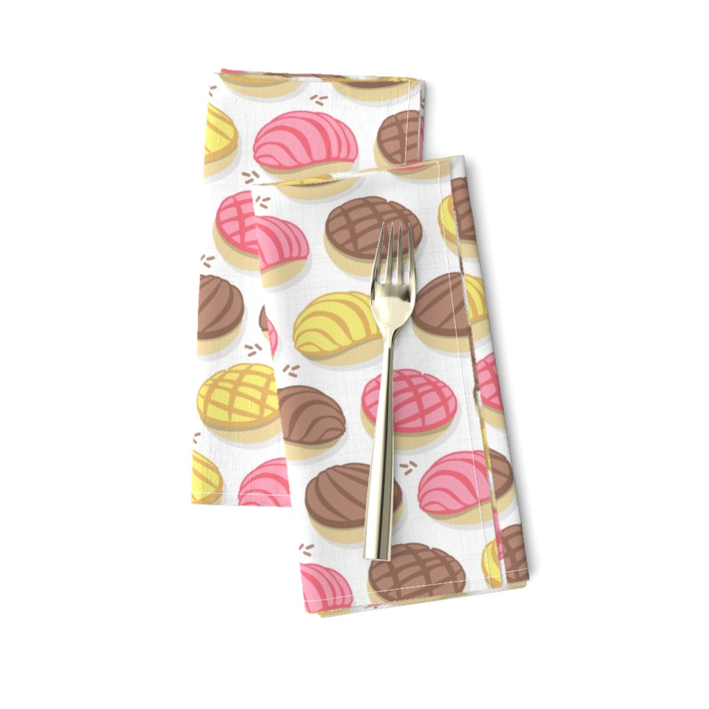 Small scale // Mexican conchas // white background pink yellow & brown shells