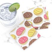 Small scale // Mexican conchas // white background pink yellow & brown shells