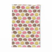 Small scale // Mexican conchas // white background pink yellow & brown shells