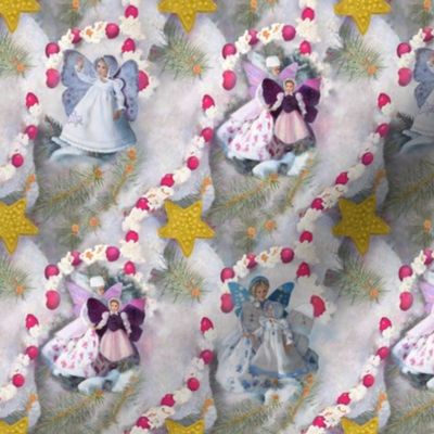 2-Inch Size of Victorian Snow Fairies with Gold Stars