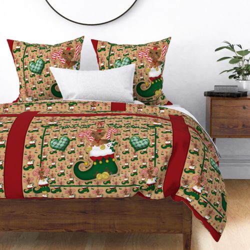 Yorkie Christmas Elf Quilt Panel - 42x36" sized