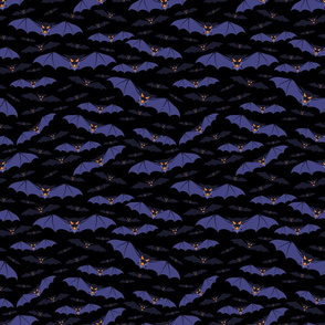 Halloween Bats Purple on Black