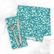 mini mosaic tile print_vintage blue-greens