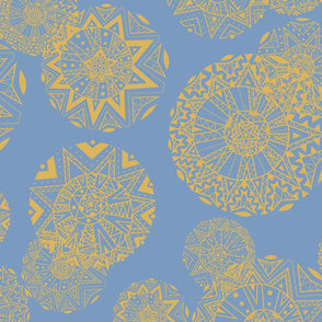 Shapes And Lines Jumbo Yellow On Blue