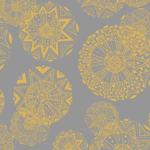 Shapes And Lines Jumbo Yellow On Gray