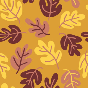 Doodle Acorn Autumn Leaves