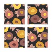 Scandinavian Doodle Flowers Black