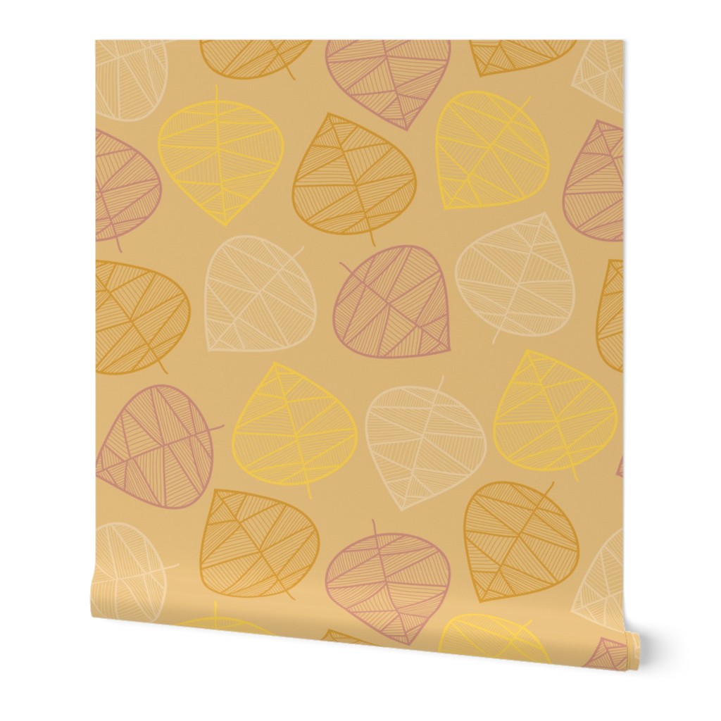 Geometric leaves beige