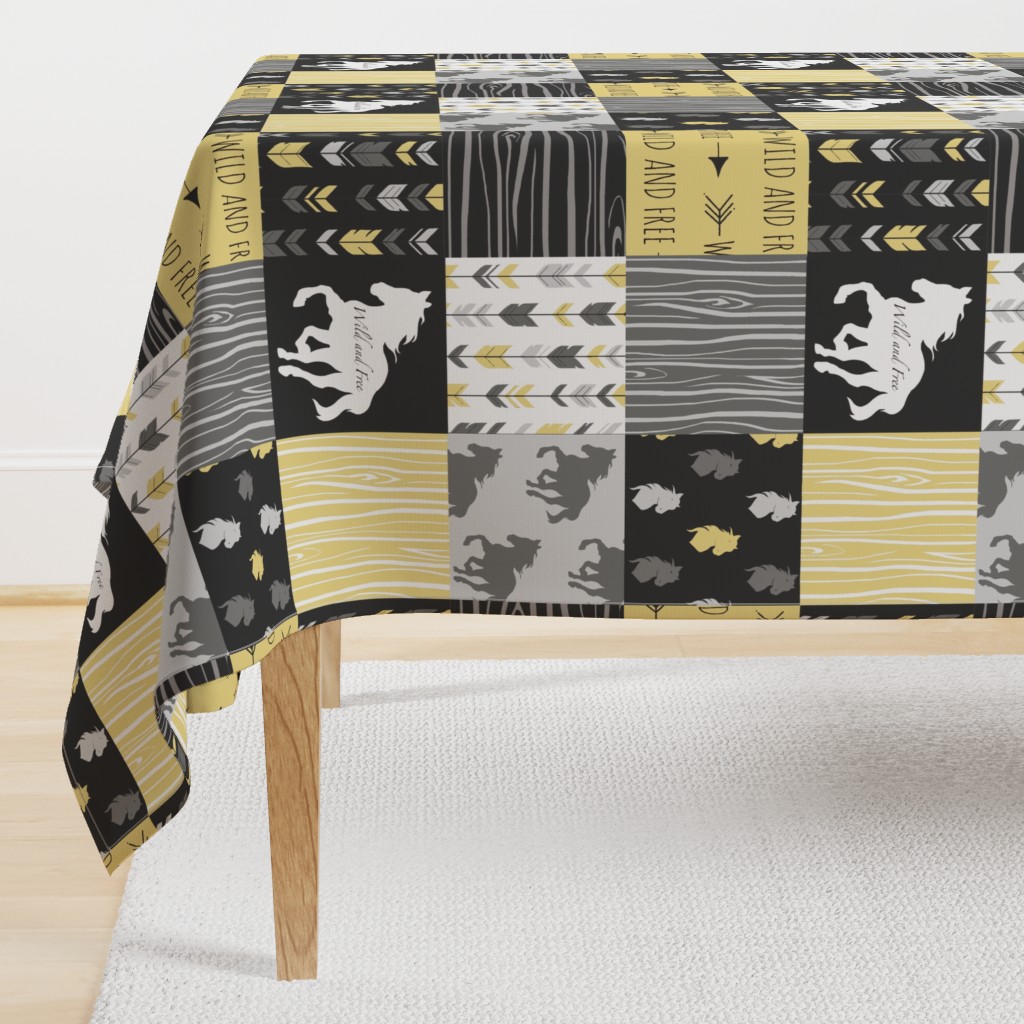 Horse Patchwork - Yellow And Black -Wild and Free Horses-ch