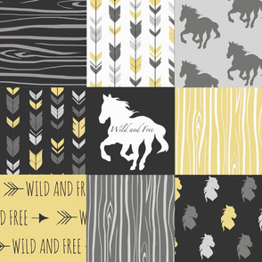 Horse Patchwork - Yellow And Black -Wild and Free Horses-ch