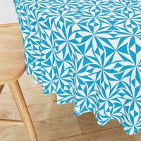 Damask Floral Blue on White Tiles