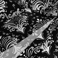 Damask Large Floral White on Black