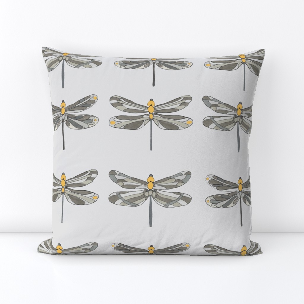  Taupe gray and amber dragonflies on gray