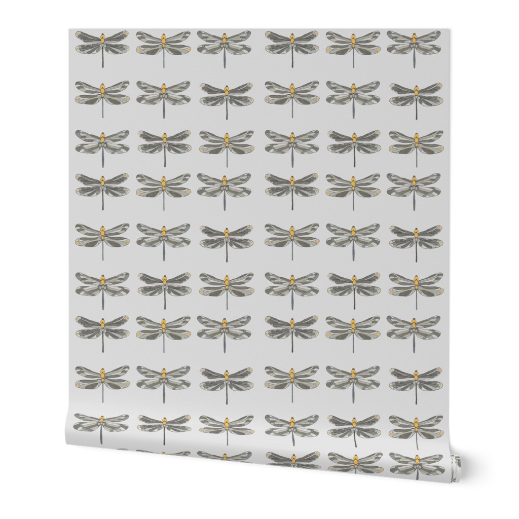  Taupe gray and amber dragonflies on gray