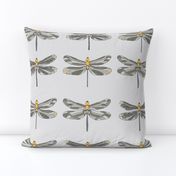  Taupe gray and amber dragonflies on gray