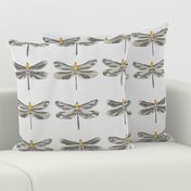  Taupe gray and amber dragonflies on gray