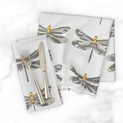  Taupe gray and amber dragonflies on gray
