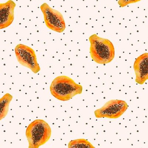 papaya on cream • hand watercolor pattern 
