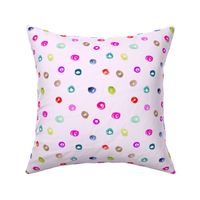 Rainbow polka dot on pink || watercolor pattern for nursery, baby girl