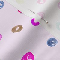 Rainbow polka dot on pink || watercolor pattern for nursery, baby girl