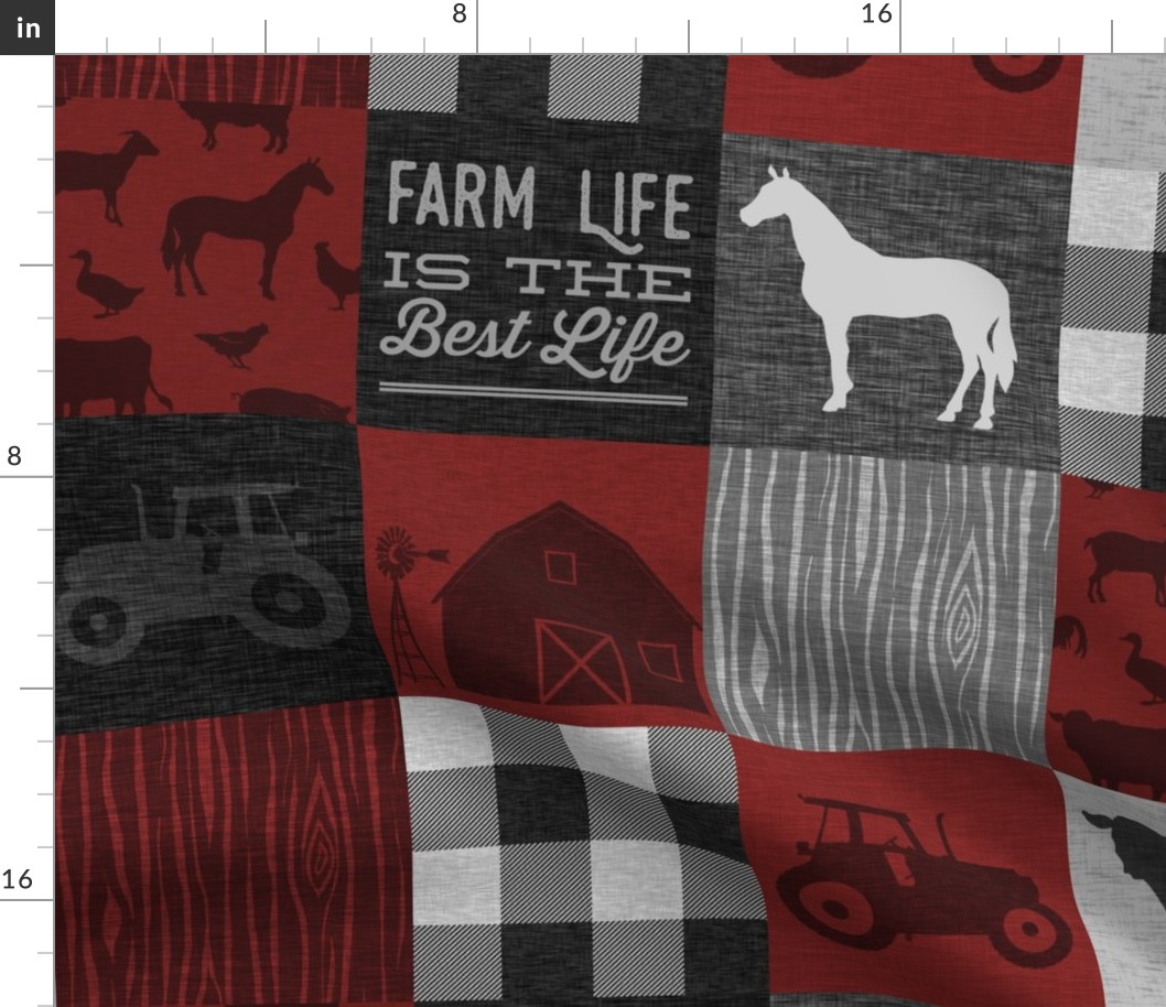 Farm Life Quilt - Red And Black