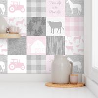 Farm Life Quilt - cool pink and grey