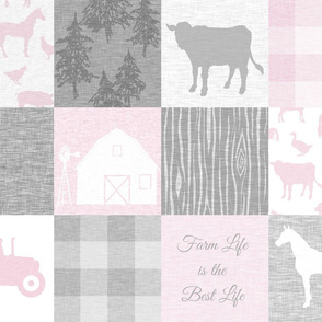 Farm Life Quilt - cool pink and grey